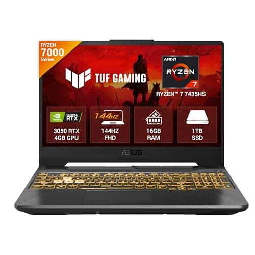 ASUS TUF Gaming A15, AMD Ryzen 7 7435HS, NVIDIA GeForce RTX 3050, 16GB RAM, 1TB SSD, FHD 144Hz 250 nits, 15.6", Windows 11, MS Office, Black, 2.30KG, ...