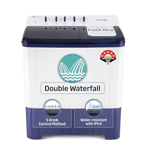 Voltas Beko, A Tata Product 12 Kg Semi Automatic Washing Machine with Double Waterfall and Special Pulsator, (WTT120UPA/BL5KPTD, Blue)