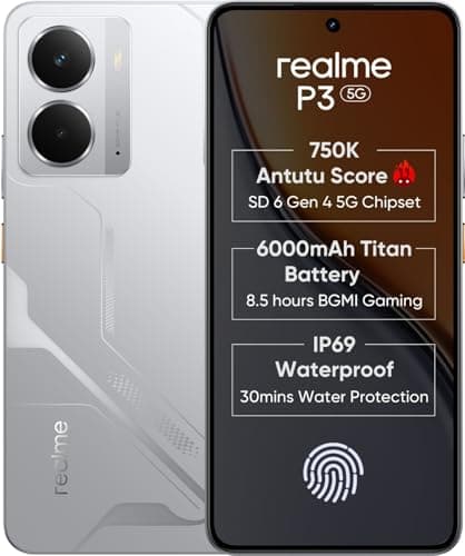 realme P3 5G (Space Silver, 8GB RAM, 256GB Storage) | Snapdragon 6 Gen 4 | 50MP+2MP Rear Camera | 16MP Front | 6.67" Full HD+ AMOLED | 6000mAh Battery...