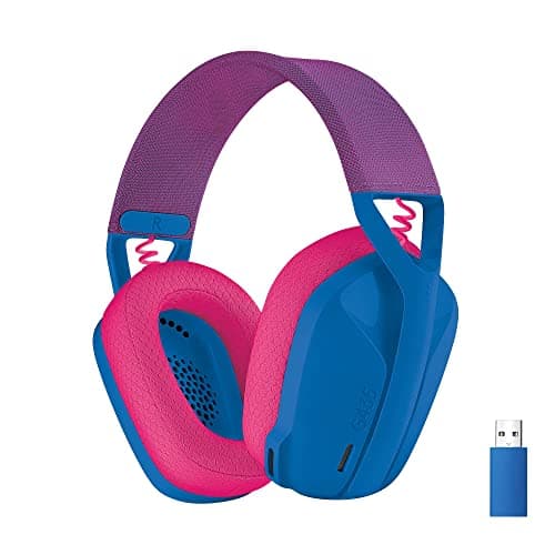 (Renewed) Logitech G435 Lightspeed and Bluetooth Wireless Gaming Headset - Lightweight Over-Ear Headphones, Built-in mics, 18h Battery, Compatible with Dolby Atmos, PC, PS4, PS5, Mobile - Blue