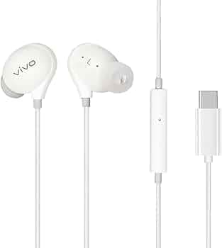 vivo XE710 Wired Type C Earphones with Mic for Clear Calling, Powerful Audio,1.25M Cable (White, in The Ear)
