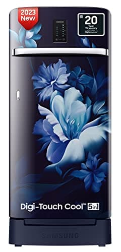 Samsung 189 L 4 Star Digi-Touch Cool, Digital Inverter Direct Cool Single Door Refrigerator (RR21C2E24UZ/HL, Midnight Blossom Blue, Base Stand with Drawer)
