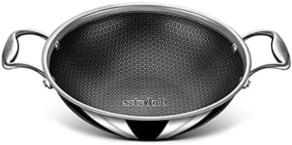 Stahl Triply Stainless Steel Artisan Hybrid Kadhai with Lid, 6322,22cm, 2.0 Liters