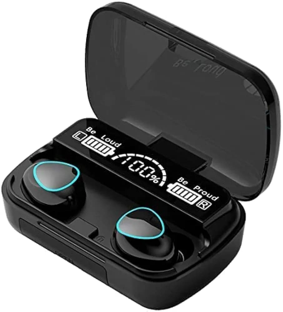 AuFlex M10 True Earbuds Bluetooth Wireless-TWS 5.1 Large Screen Dual Led, Digital Indicator True Wireless Headset Touch Version, Portable Sports Waterproof Stereo in Ear Earphones