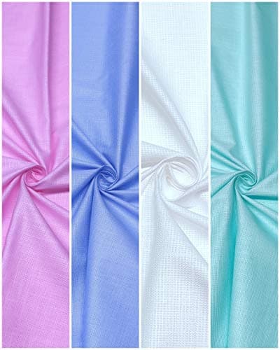SUBHDIN Premium Unstitched Shirt Fabric for Men- Pack of 4-2.25m Shirt Cloth Piece - Pure Cotton Linen Blend Material (Pink, Blue, Pearl White, Light Turquoise)