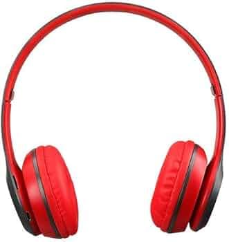 keeva Bluetooth Wireless Headphones with Mic Techology On Ear P47 for All Smart Phone Gaming Music Gym Exercise Sports (Red)