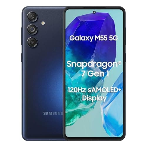 Samsung Galaxy M55 5G (Denim Black,8GB RAM,128GB Storage) | 50MP Triple Cam| 5000mAh Battery| Snapdragon 7 Gen 1 | 4 Gen. OS Upgrade & 5 Year Security...