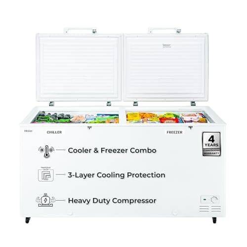 Haier HFC-550CM5, Double Door Combo Freezer (Half Cooler & Half Freezer Combo), Freeze & Chill together, Dual Condenser, Metal liner & 4 Years Compreh...