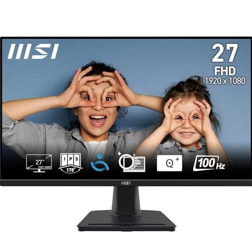 MSI PRO MP275 27 Inch Full HD Office Monitor - 1920 x 1080 IPS Panel, 100 Hz, Eye-Friendly Screen, Built-in Speakers, Tilt-Adjustable - HDMI 1.4b, D-S...