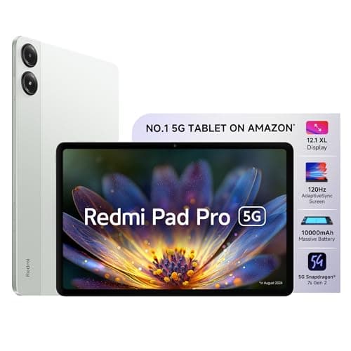Redmi Pad Pro 5G |Snapdragon 7s Gen 2|30.7cm(12.1") Tablet|33+ Days Standby| 10000mAh|HyperOS|8GB, 128GB|Quad Speakers |Wi-Fi 6 + 5G |Quick Silver