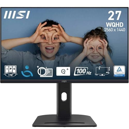MSI PRO MP275QPG 27-Inch WQ HD Office Monitor - 2560 x 1440 IPS Panel, 100Hz, Eye-Friendly Screen, VESA Mountable, Display Kit Support, 4-Way Adjustab...