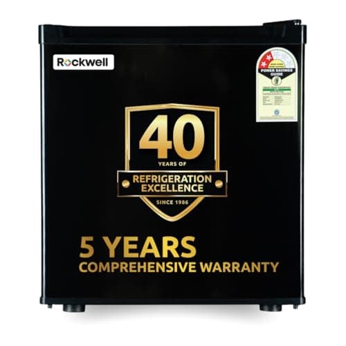 Rockwell 47L Mini Fridge with Freezer, 2 Star, Direct Cool Technology, Adjustable Shelves, Ideal for Bedroom, Small Spaces, Hostels, and Offices, Blac...
