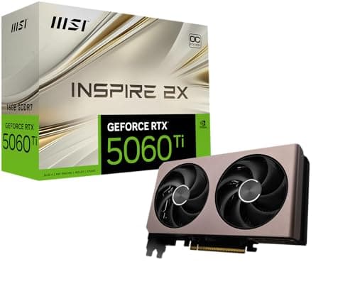 MSI GeForce RTX 5060 Ti 16G Inspire 2X OC Graphic Card - NVIDIA GeForce RTX 5060 Ti GPU, 16GB GDDR7 128-bit Memory, 28 Gbps, PCI Express Gen 5 x16 Int...