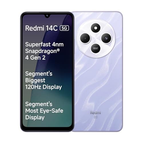 Redmi 14C 5G (Stardust Purple, 4GB RAM, 64GB Storage) | Superfast 4nm Snapdragon 4 Gen 2 | 120Hz 17.47cm (6.88) Display | 5160mAh Battery | 50MP Dual ...