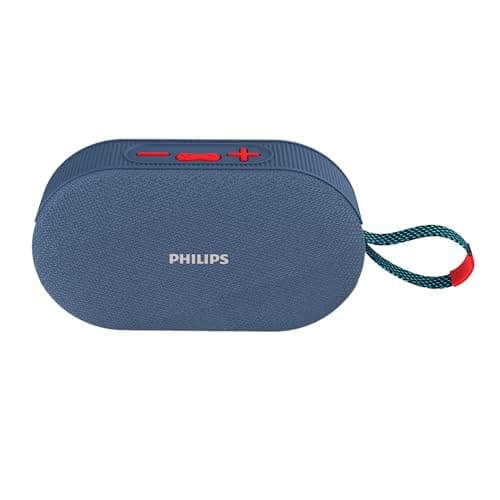 PHILIPS Audio TAS1400BL Wireless Bluetooth Speaker with Deep Bass, Passive Radiator, 12W Sound Output, 1200mAh Rechargable Battery, RGB Light Modes, 1...