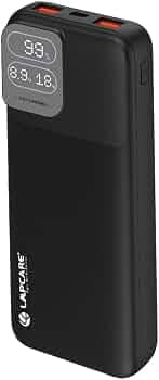 LAPCARE GENNIE 10000 mAh 22W Fast Charging Power Bank with Digital Display, 3 Output(Type C PD + 2 USB), Input (USB-B & Type-C, Over Voltage Protectio...