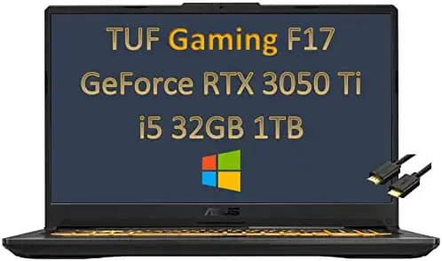 ASUS TUF Gaming F17 17.3" FHD 144Hz (32GB RAM, 1TB PCIe SSD, Intel 6-Core i5-11260H (Beat i7-10750H), RTX 3050 Ti), (1920×1080) IPS Laptop, RGB Backlit, Type-C, Wi-Fi 6, IST HDMI, Windows 10
