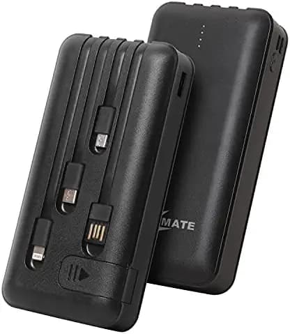 CALLMATE DX09 Holder Portable Charger, 20000 mAH Li-Polymer Digital Display Power Bank with inbuilt 4 in 1 Cable USB Input Port (Black)