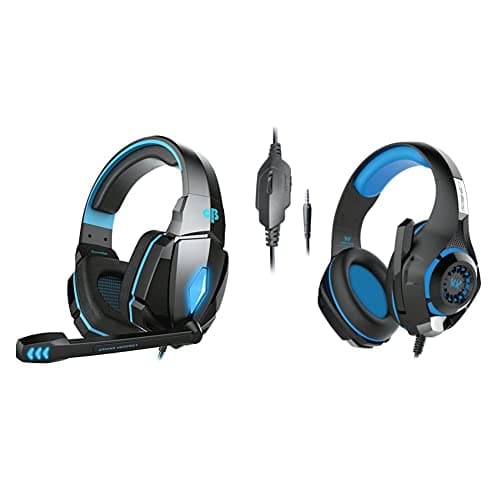 Cosmic Byte Over The Ear Wired Headsets with Mic & LED - G4000 Edition (Blue, Pack of 1)+Kotion Each GS410 Headphones with Mic and for PS4, Xbox One, Laptop, PC, iPhone and Andr
