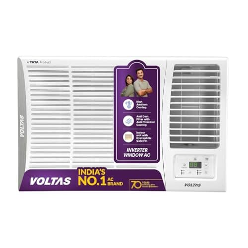 Voltas 1.5 ton 5 Star Inverter Window AC (Copper, 2-in-1 Cooling Modes, Anti-Dust Filter, 2-Way Swing, Memory Restart, Sleep Mode (185INV ELITE, White...