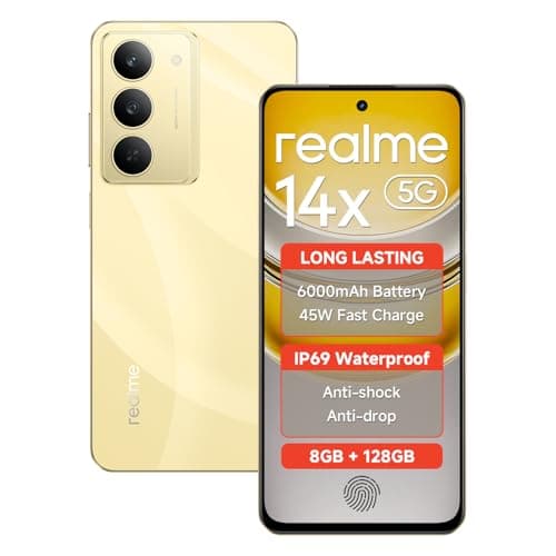 realme 14X 5G Smartphone Dimensity 6300 6nm Chip 8GB RAM 128GB ROM 6.67 Inch HD+ IP69 Waterproof 6000mAh Battery 45W Fast Charge Support Fingerprint G...