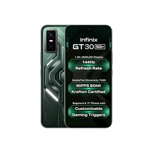 Infinix GT 30 5G+ (Pulse Green, 8GB RAM, 256GB Storage) | Cyber Mecha Deisgn with LED Lights | 90FPS on BGMI | 1.5K 144Hz AMOLED Display | Segment's 1...