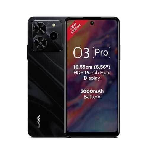 Lava O3 Pro (Glossy Black, 4 GB RAM, 64 GB Storage)| Bigger 6.56" HD+ Display | 50 MP AI Triple Rear Camera | 8 MP Front Camera| 5000 mAh Battery | 10...