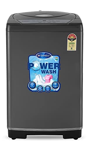 Sansui 7.5 kg Fully Automatic Top Load Washing Machine JSP75FTL-2024B (Grey) With Fuzzy Logic