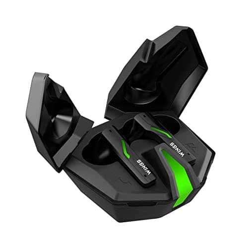 (Renewed) Wings Phantom 850 Low Latency Wireless Earbuds, Bluetooth Headphones with App Support, Split Cover Gaming Case with LED Lights, 50 Hours Playtime,Quad ENC Mic, Touch Controls TWS Headsets