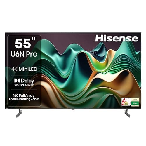 Hisense 139 cm (55 inches) U6N PRO Series 4K Ultra HD Smart QLED Mini LED TV 55U6N PRO (Black)
