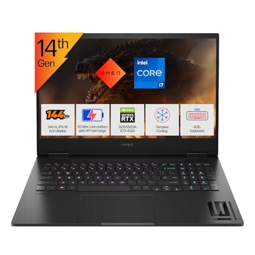 HP OMEN Gaming, 14th Gen Intel Core i7-14650HX, 8GB NVIDIA RTX 4060,16GB DDR5, 1TB SSD, 16.1-inch (40.9 cm), FHD, IPS, Gaming Laptop, 144Hz, RGB Backl...