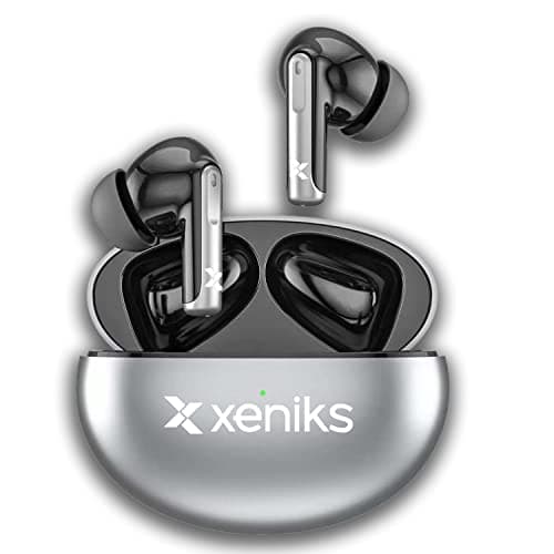 Xeniks ROAR Truly Wireless In Ear Earbuds | Active Noise Cancellation | Fully Touch Control with 4 Mics, IPX7 Water Resistance | 40hrs Playtime & Bluetooth v5.1 | Wireless Charging support | Metallic Grey