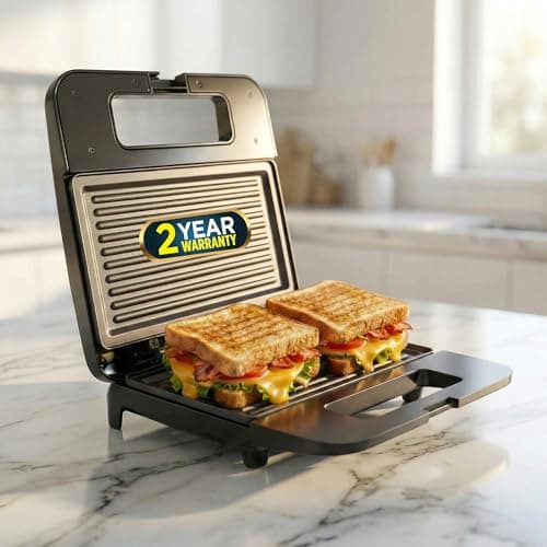 iBELL SM410N Sandwich Maker with Non Stick Sandwich Plates Grill & Toast, Electric, Nonstick, 800 Watt (Black)