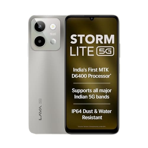 Lava Storm Lite 5G (Cosmic Titanium, 4+4*GB RAM, 64GB Storage) | India's First MTK Dimensity 6400 Processor | 50MP AI Camera | IP64 Rated | 120 Hz Dis...