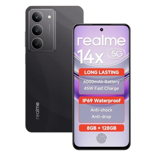 realme 14X 5G Smartphone Dimensity 6300 6nm Chip 8GB RAM 128GB ROM 6.67 Inch HD+ IP69 Waterproof 6000mAh Battery 45W Fast Charge Support Fingerprint G...