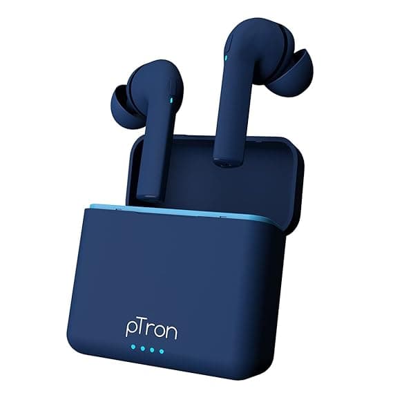 pTron Bassbuds Vista in-Ear True Wireless Bluetooth 5.1 Headphones with Deep Bass, IPX4 Water/Sweat Resistant, Passive Noise Cancelation, Voice Assist