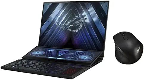 ASUS ROG Zephyrus Duo 16, 16" (40.64 cm) UHD+/FHD+ 16:10 120Hz/240Hz/3ms, AMD Ryzen 9 6900HX, 16GB RTX 3080 Ti, Dual-Screen Gaming Laptop, GX650RXZ-LB226WS + ASUS MW203 Wireless Silent Mouse (Black)