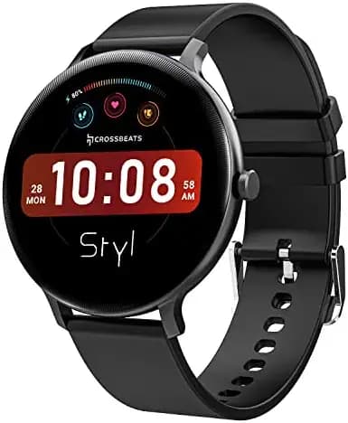 Newly Launched Crossbeats Orbit STYL Smart Watch for Men Women with Built-in Game, Precise Heart & Spo2 Monitor, BP & Sleep Monitoring, IPS HD Display, 100+smartwatch Faces,15 Days Battery-Onyx Black