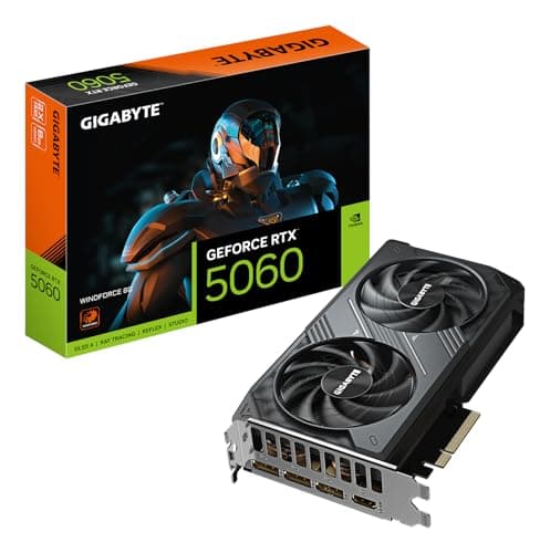 Gigabyte GeForce RTX 5060 WINDFORCE 8G Graphics Card - 8GB GDDR7, 128bit, PCI-E 5.0, 2497 MHz Core Frequency, 3 x DisplayPort, 1 x HDMI, GV-N5060WF2-8...
