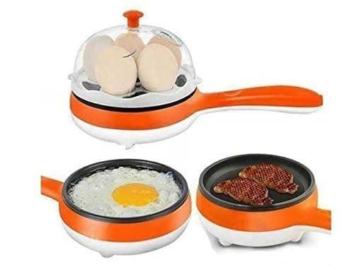 CARTIFY Single Layer Egg Boiler with Handel Non-Stick Electric Frying Pan with Capacity of 7 Eggs Poacher Boiler and Omelets Maker Multi Cooker