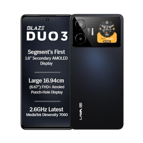 Lava Blaze Duo 3 5G (Moonlight Black, 6GB RAM, 128GB Storage) | MTK D7060 Processor | 6.67" FHD+ AMOLED Display | 50MP AI Camera with 2K Video Recordi...