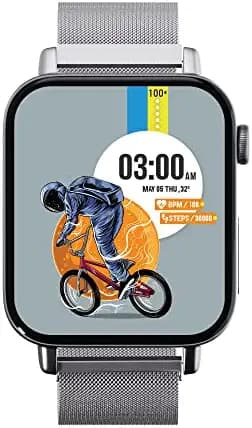 ZEBRONICS Iconic AMOLED Smart Watch with Bluetooth Calling, 4.52cm (1.8"), Always ON Display, 10 Built-in & 100+ Watch Faces, 100+ Sport Modes, Built-in Games, Calculator, IP67 (Metallic Silver)