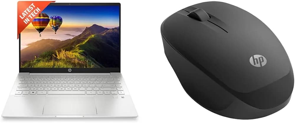 HP Pavilion Plus, 12th Gen Intel Core i7 16GB RAM/1TB SSD 14 inch & Bluetooth Mouse 250/4.2 Bluetooth connectivity/Adjustable DPI Upto 3600/15-month Long Battery Life and Safe encryption Technology
