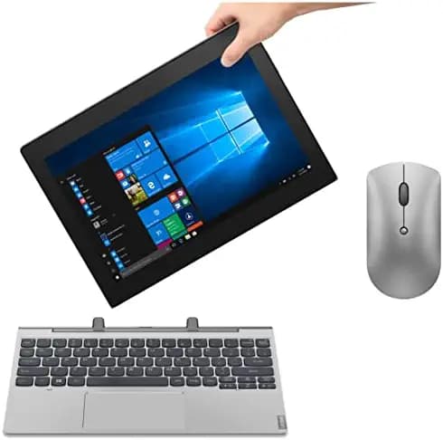 Lenovo IdeaPad D330 Intel Celeron N4020 10.1"Laptop(4GB/128GB eMMC/Mineral Grey)& 600 Bluetooth 5.0 Silent Mouse: Dongle-Free Multi-Device connectivity with Microsoft Swift Pair,Battery life: up to1yr