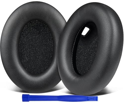 SOULWIT Replacement Earpads for Sony WH-1000XM4 (WH1000XM4) Headphones, Ear Pads Cushions with Noise Isolation Memory Foam, Added Thickness, Without Affecting Sensor-Black