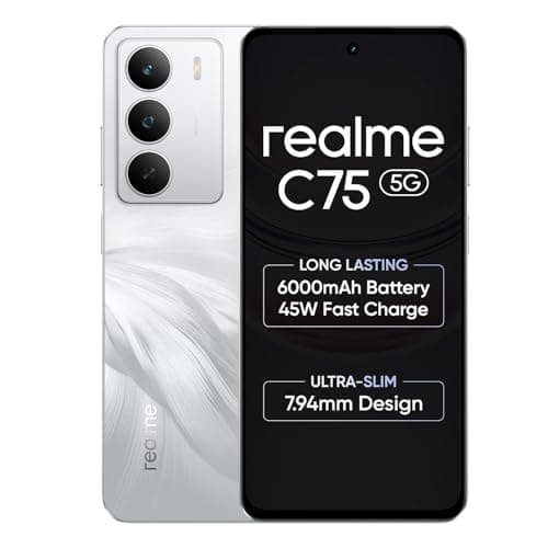 realme C75 Smartphone 6+128GB White,6.67inch Screen,120HZ Vision Display,6000mAh Battery,40MP Camera,MediaTek Dimensity 6300 Processor,IP64