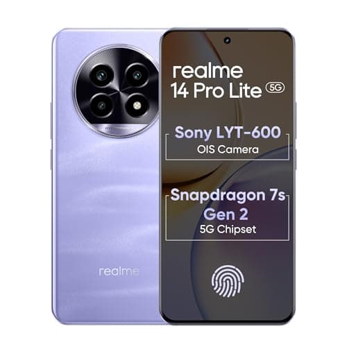 realme 14 Pro Lite 5G Smartphone 8GB+128GB Purple, 6.7 inch Screen, 120Hz Curved Vision Display, 5200mAh Battery, 45W Ultra Charge, 92MP Cameras, Snap...