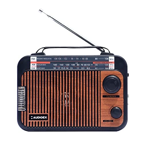 AUDIOEX Retro 3-Band Radio with USB/SD/Bluetooth Speaker (Wooden Finish)