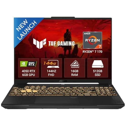ASUS TUF A16 (2026), AMD Ryzen 7 170 Processor,RTX 4050-6GB, 16GB RAM, 512GB SSD, FHD+, 16"(40 cm), Windows 11 Home, M365 Basic(1 Year)* Office 2024, ...