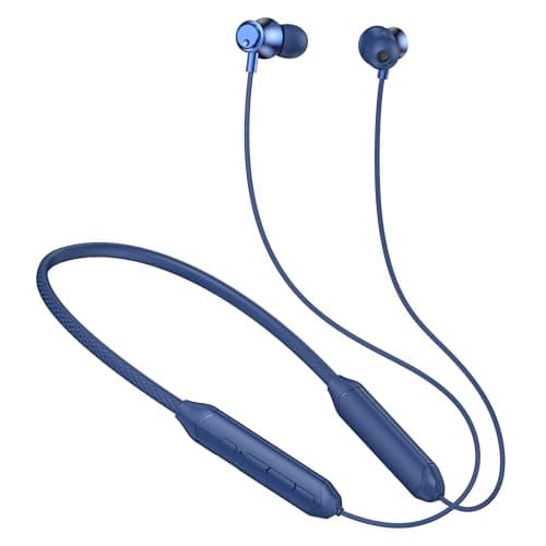 Kratos Blue Bluetooth Neckband with 55H Playtime, Deep Bass, Stereo Sound, HD Calls, Magnetic Earbuds, Voice Assistant, Type-C Fast Charging, Rich Aud...